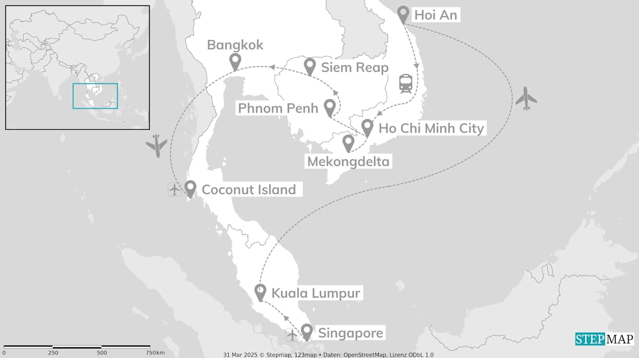 Five Asian countries: From Singapore to the Mekong and Thailand