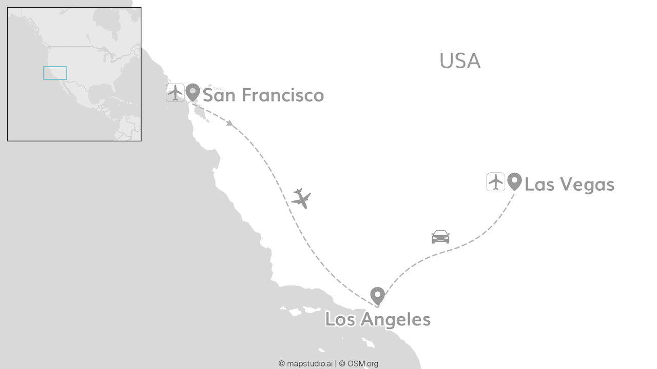 2 for 1 USA: California Roadtrip, Las Vegas & Grand Canyon