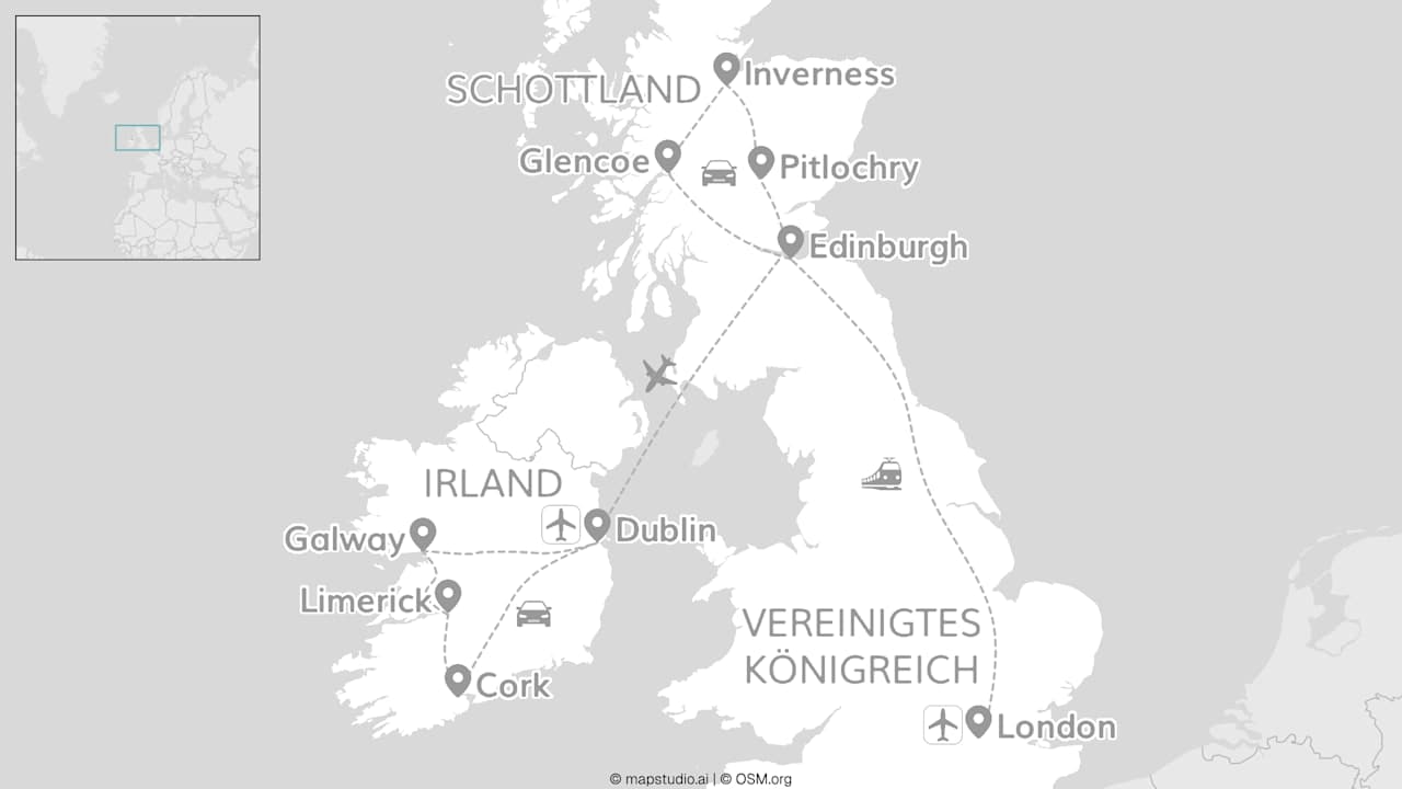 London, Schottland & Irland: Foggy Roads to Misty Highlands