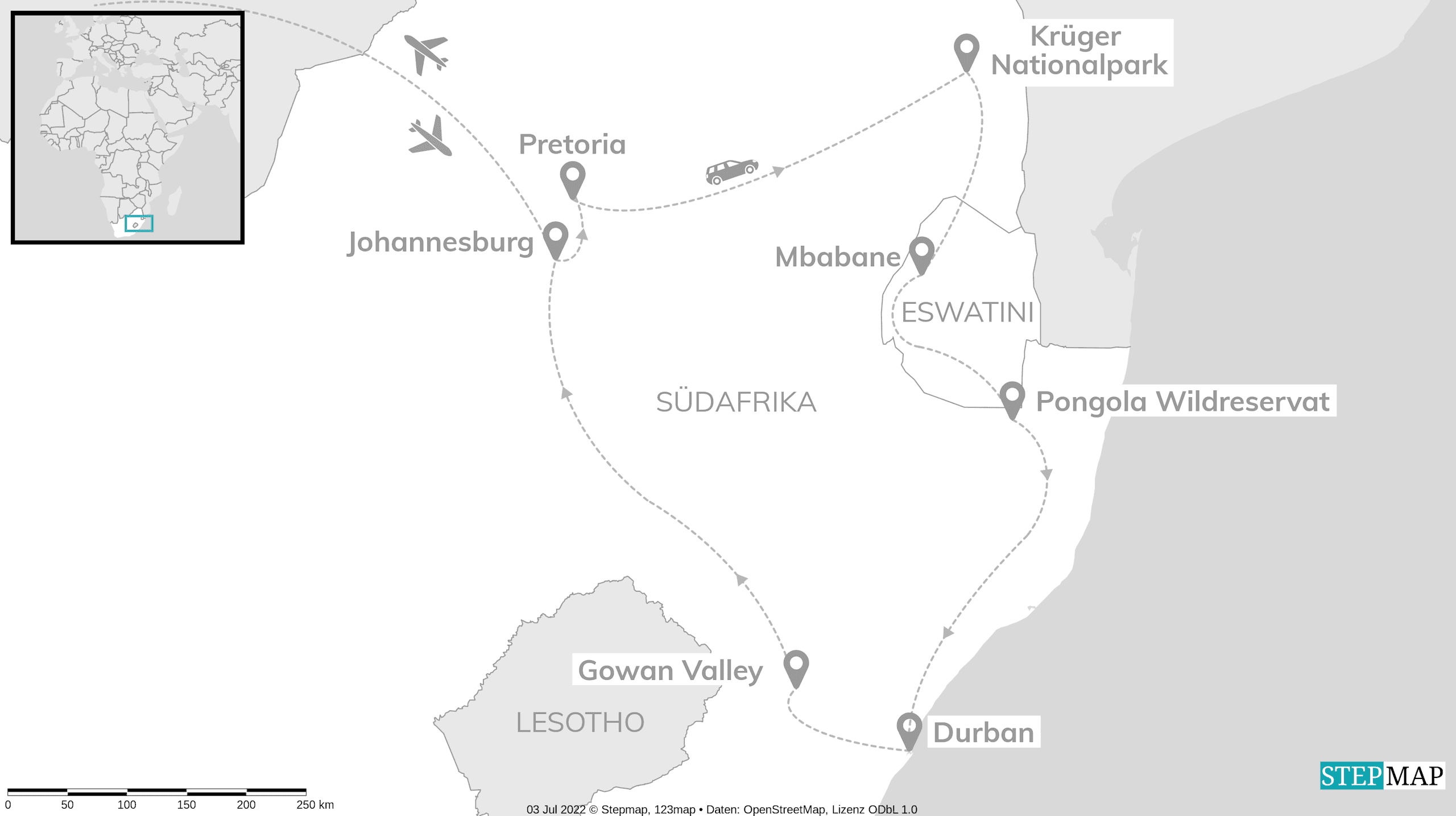 Südafrika mit Eswatini: Roadtrip zwischen Küste & Krüger
