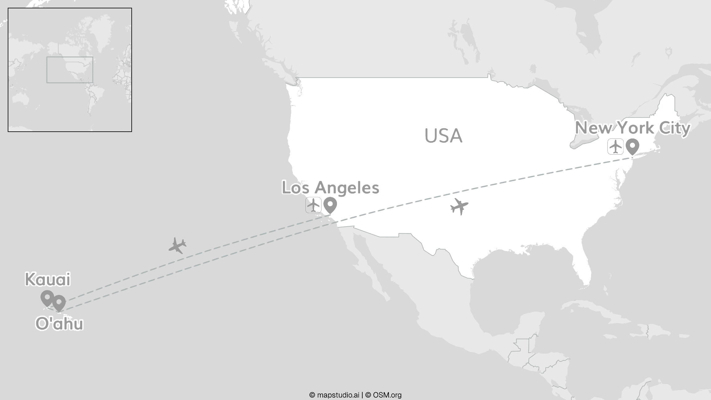 Hawaii Inselhopping: Kauai & O'ahu mit Los Angeles & New York